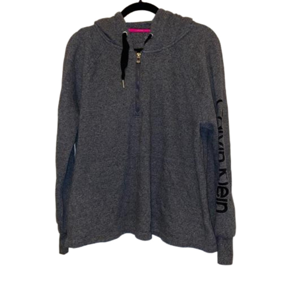 Women's Calvin Klein Performance Quarter Zip Hoodie Sweatshirt XL Gray